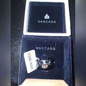 New Titanium Skull and Bones Blue Concave Ring Unisex Wedding Band